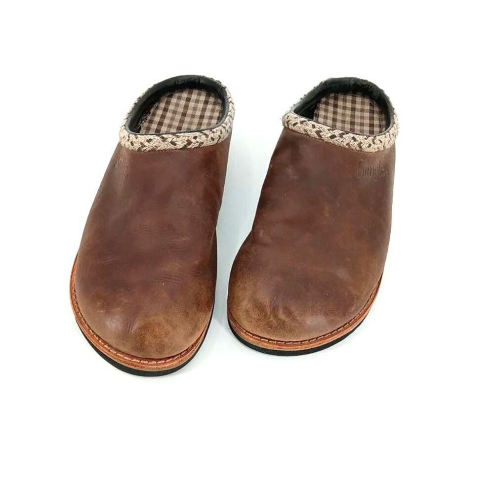 Simple Oiled Leather Clogs Brown Size 10.5 90s Retro Cabin Dadcore